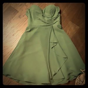 Fit and flare clover green strapless dress